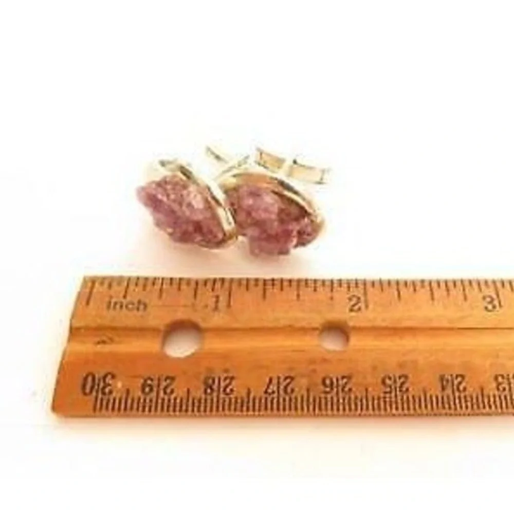 Vintage Men's Raw Amethyst Rock Crystal Gem Silver Plated Cufflinks‎